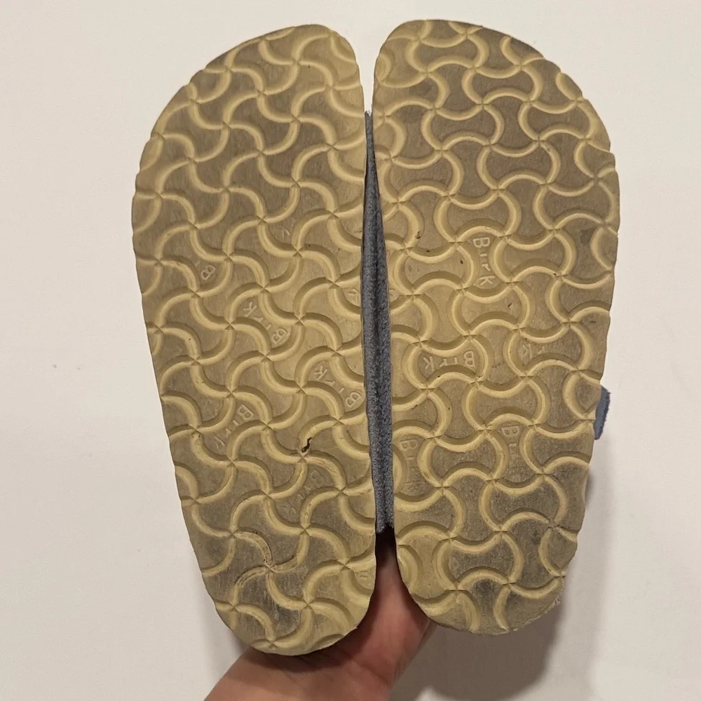 Birkenstock Blue Suede Buckle Sandals
